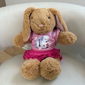 Build A‎ Bear Brown Bunny Rabbit Plush Pink Outfit Cute Stuffed Animal Toy